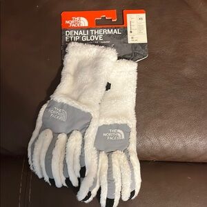 The North Face White and Gray Thermal Gloves for Cold Weather